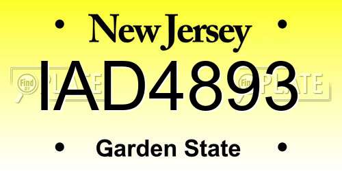IAD4893 New Jersey License Plate