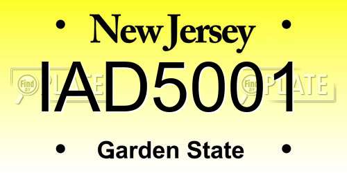 IAD5001 New Jersey License Plate