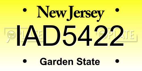 IAD5422 New Jersey License Plate