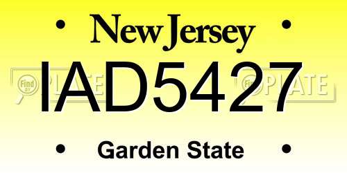 IAD5427 New Jersey License Plate