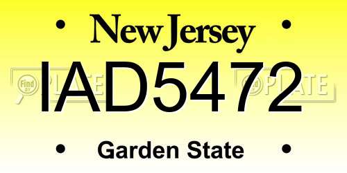 IAD5472 New Jersey License Plate