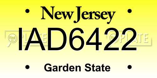 IAD6422 New Jersey License Plate