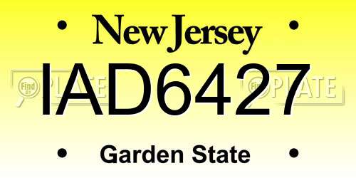 IAD6427 New Jersey License Plate