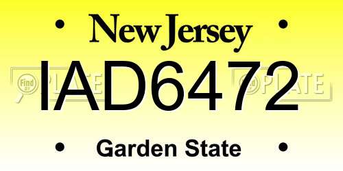 IAD6472 New Jersey License Plate
