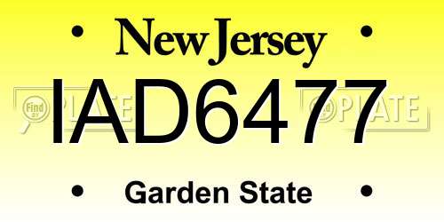 IAD6477 New Jersey License Plate