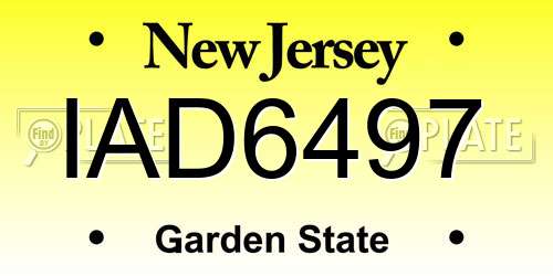 IAD6497 New Jersey License Plate