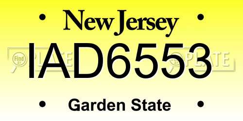 IAD6553 New Jersey License Plate