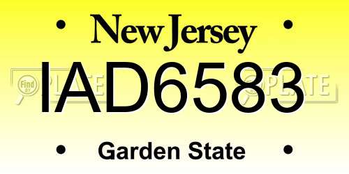 IAD6583 New Jersey License Plate