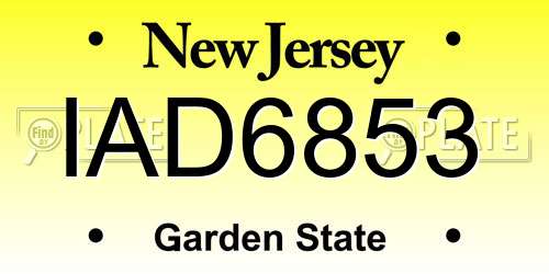 IAD6853 New Jersey License Plate