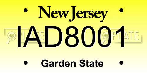 IAD8001 New Jersey License Plate