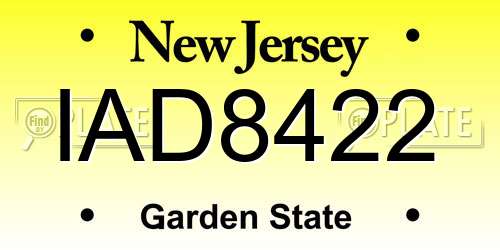 IAD8422 New Jersey License Plate