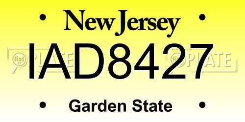 IAD8427 New Jersey License Plate
