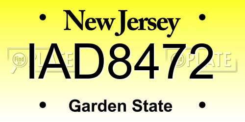 IAD8472 New Jersey License Plate