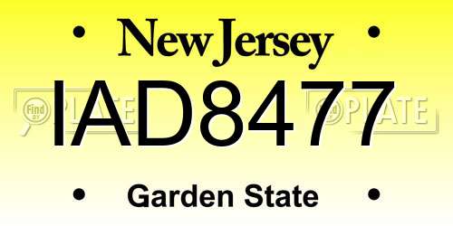 IAD8477 New Jersey License Plate