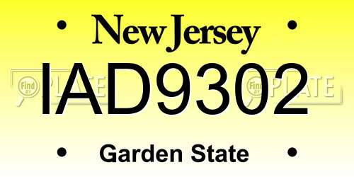 IAD9302 New Jersey License Plate