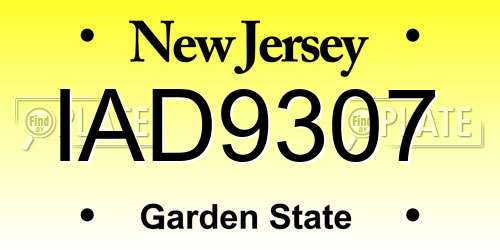 IAD9307 New Jersey License Plate