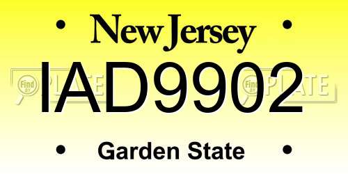 IAD9902 New Jersey License Plate
