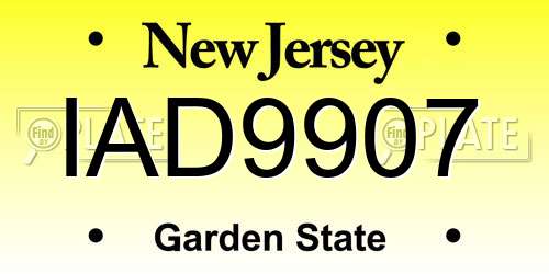IAD9907 New Jersey License Plate