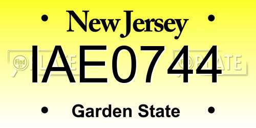 IAE0744 New Jersey License Plate