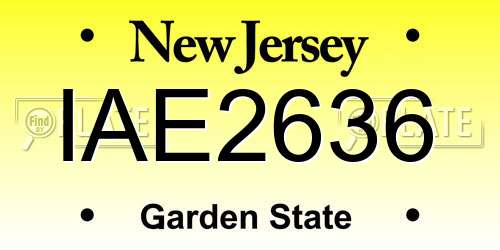 IAE2636 New Jersey License Plate