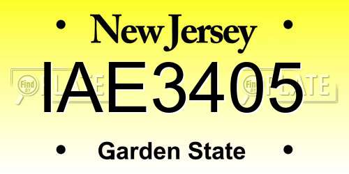 IAE3405 New Jersey License Plate