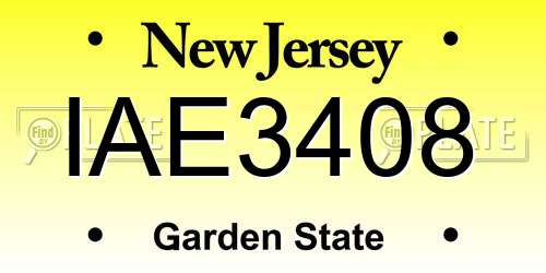 IAE3408 New Jersey License Plate