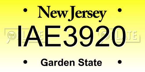 IAE3920 New Jersey License Plate