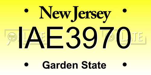 IAE3970 New Jersey License Plate