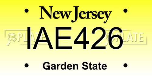 IAE426 New Jersey License Plate