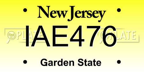 IAE476 New Jersey License Plate