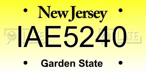 IAE5240 New Jersey License Plate