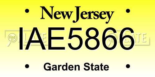 IAE5866 New Jersey License Plate
