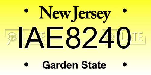 IAE8240 New Jersey License Plate