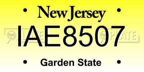 IAE8507 New Jersey License Plate