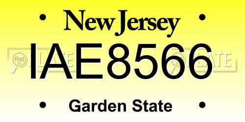 IAE8566 New Jersey License Plate