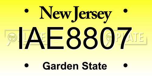 IAE8807 New Jersey License Plate