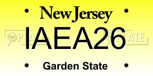 IAEA26 New Jersey License Plate