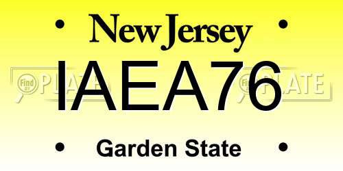 IAEA76 New Jersey License Plate