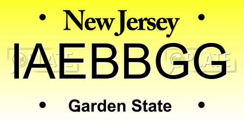 IAEBBGG New Jersey License Plate