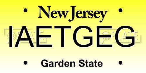 IAETGEG New Jersey License Plate