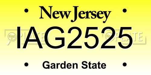 IAG2525 New Jersey License Plate
