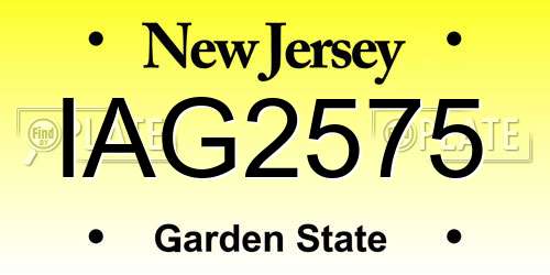 IAG2575 New Jersey License Plate
