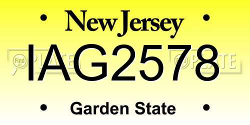 IAG2578 New Jersey License Plate