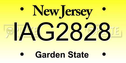 IAG2828 New Jersey License Plate