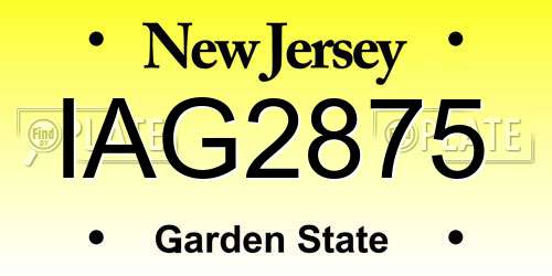 IAG2875 New Jersey License Plate
