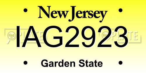IAG2923 New Jersey License Plate