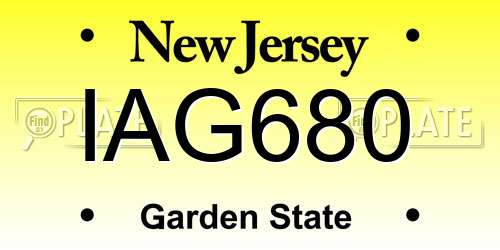 IAG680 New Jersey License Plate