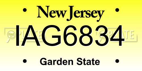 IAG6834 New Jersey License Plate