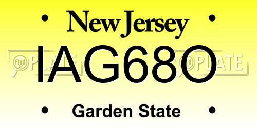 IAG68O New Jersey License Plate