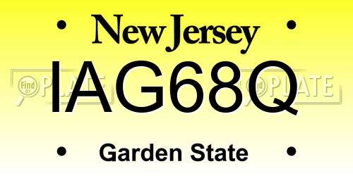 IAG68Q New Jersey License Plate